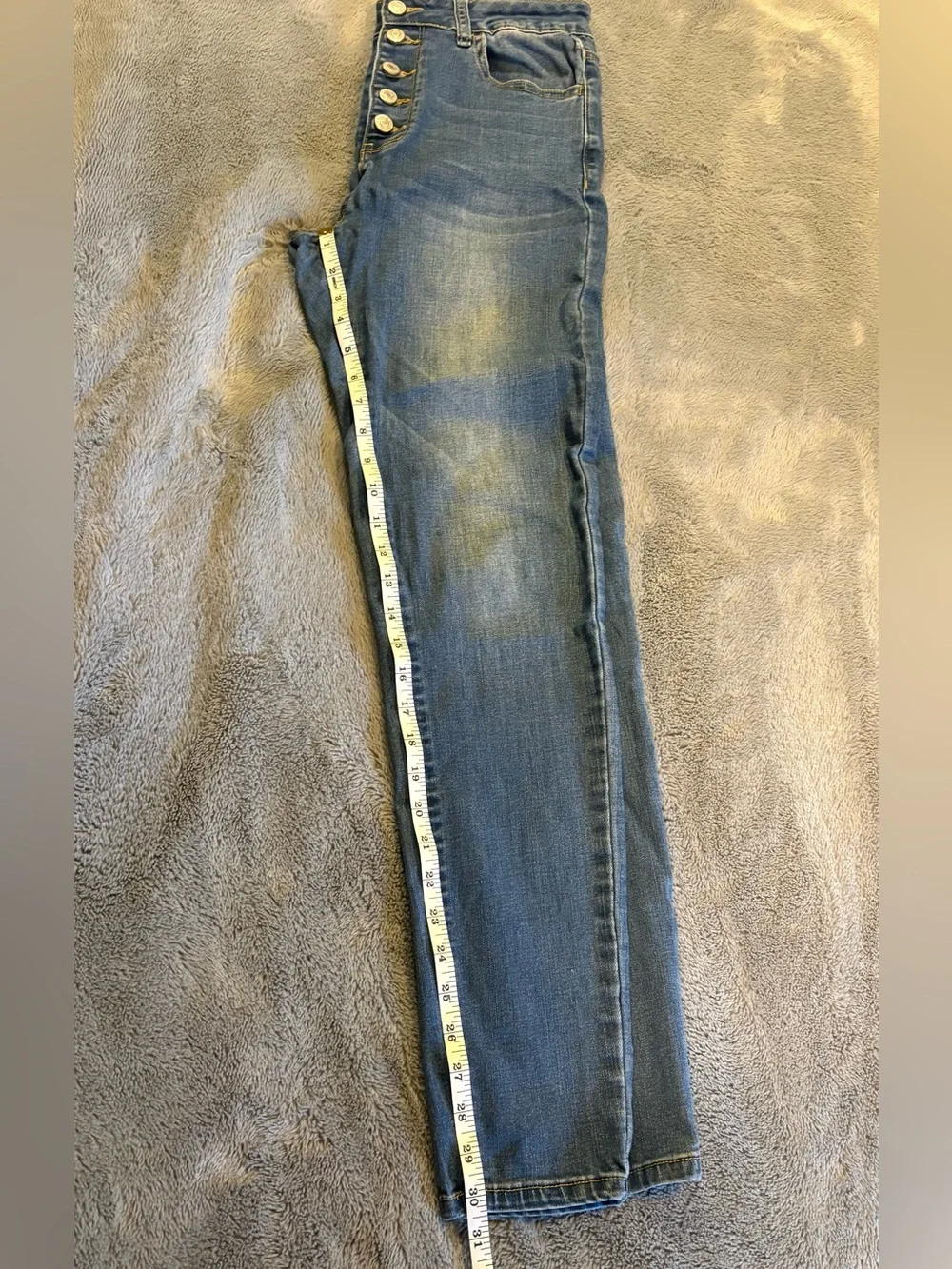 High-Rise Button-Fly Jeans in Light Blue - Picture 3 of 4